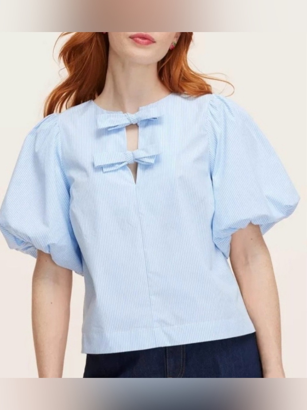 Kate Spade New York X Target Stripe Puff Short Sleeve Blouse